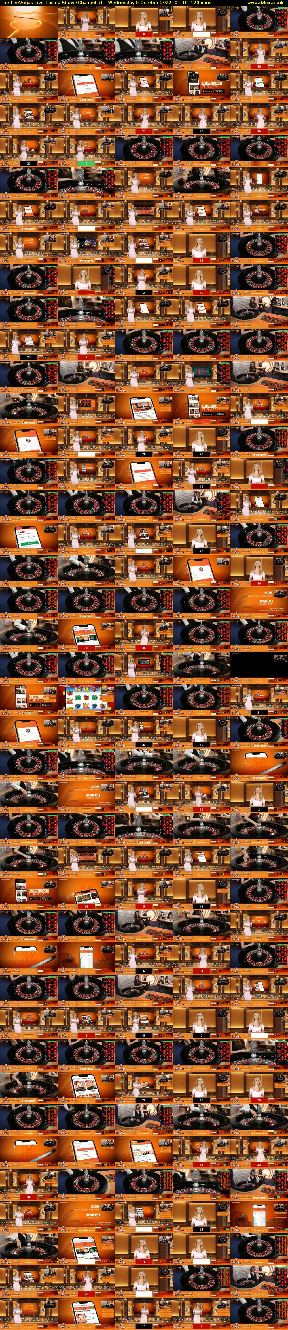 The LeoVegas Live Casino Show (Channel 5) Wednesday 5 October 2022 01:10 - 03:10