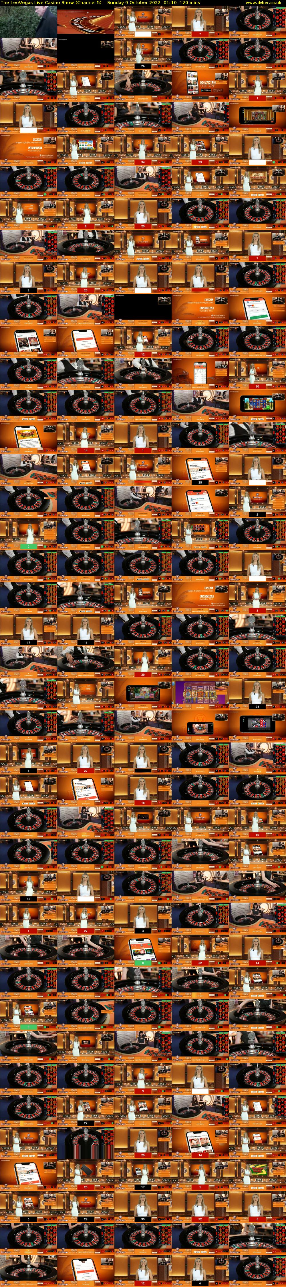 The LeoVegas Live Casino Show (Channel 5) Sunday 9 October 2022 01:10 - 03:10