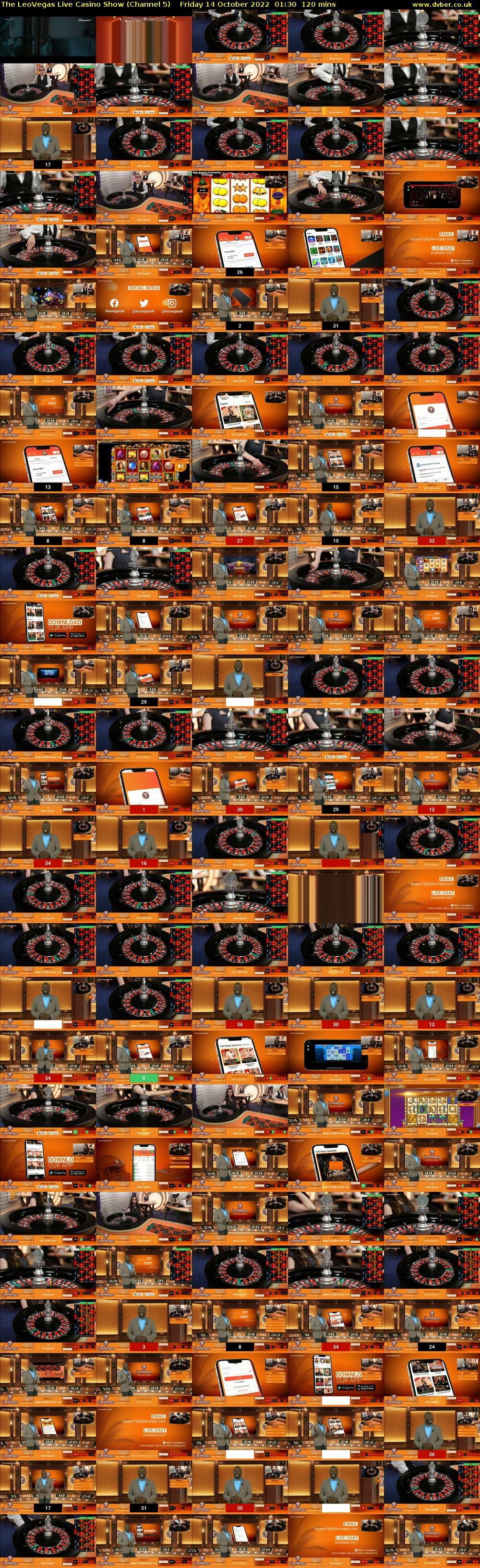 The LeoVegas Live Casino Show (Channel 5) Friday 14 October 2022 01:30 - 03:30
