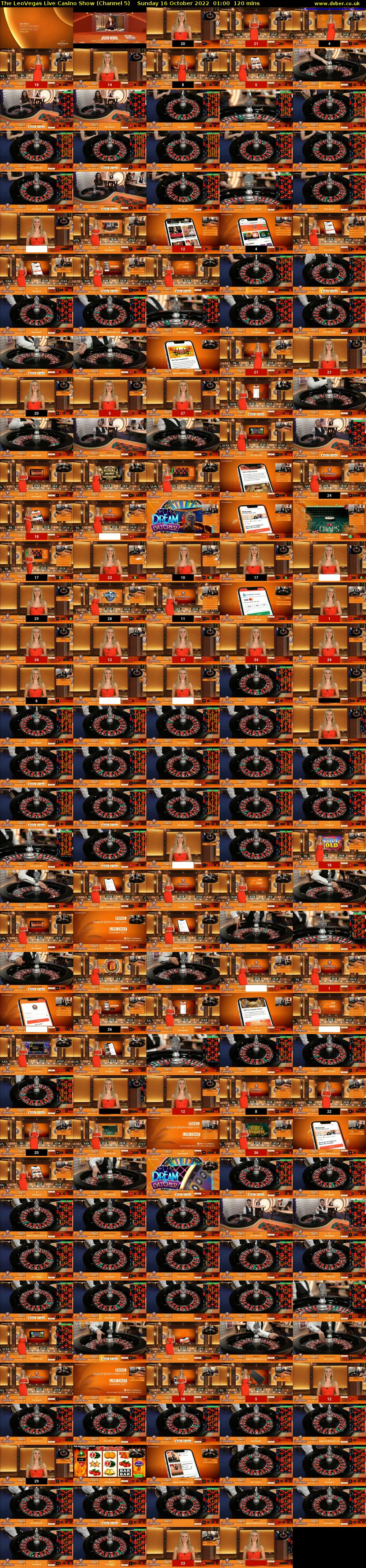 The LeoVegas Live Casino Show (Channel 5) Sunday 16 October 2022 01:00 - 03:00
