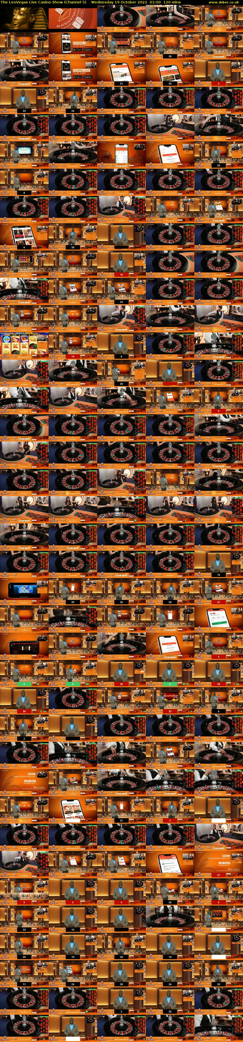 The LeoVegas Live Casino Show (Channel 5) Wednesday 19 October 2022 01:00 - 03:00
