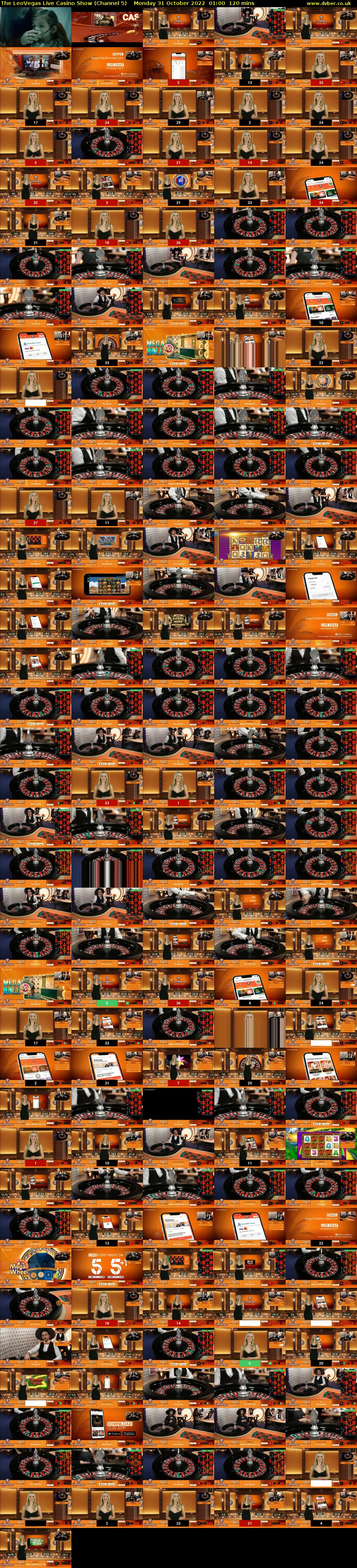 The LeoVegas Live Casino Show (Channel 5) Monday 31 October 2022 01:00 - 03:00