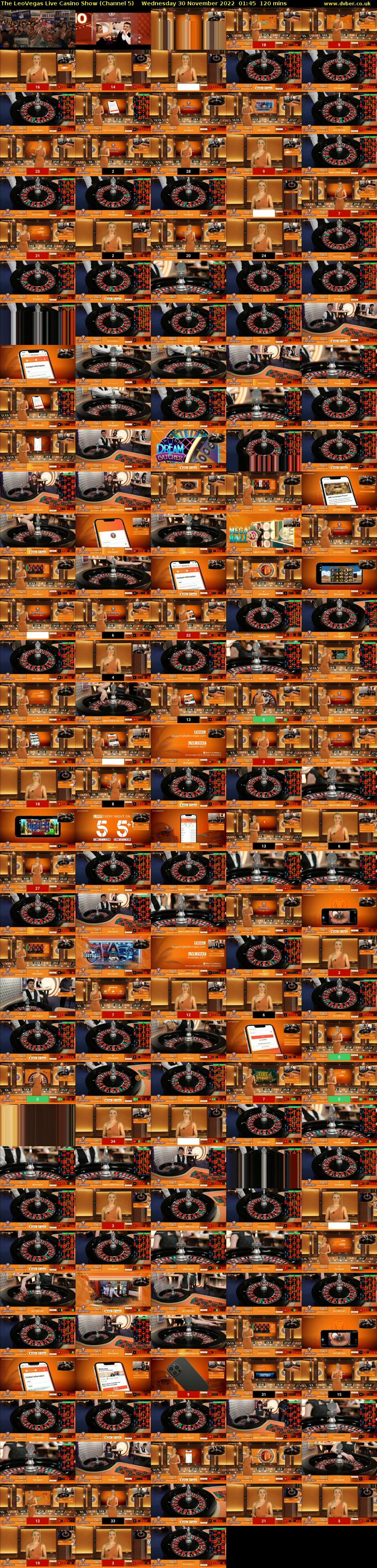 The LeoVegas Live Casino Show (Channel 5) Wednesday 30 November 2022 01:45 - 03:45