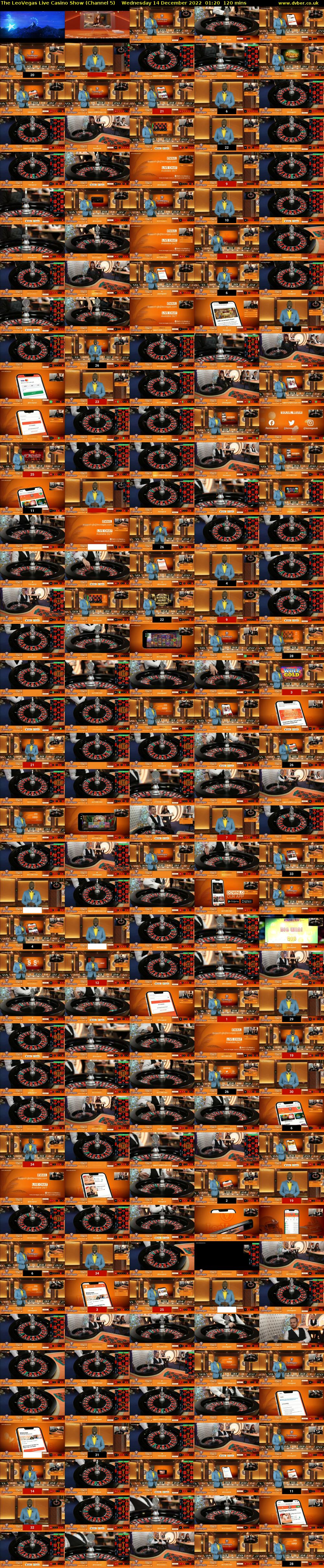 The LeoVegas Live Casino Show (Channel 5) Wednesday 14 December 2022 01:20 - 03:20