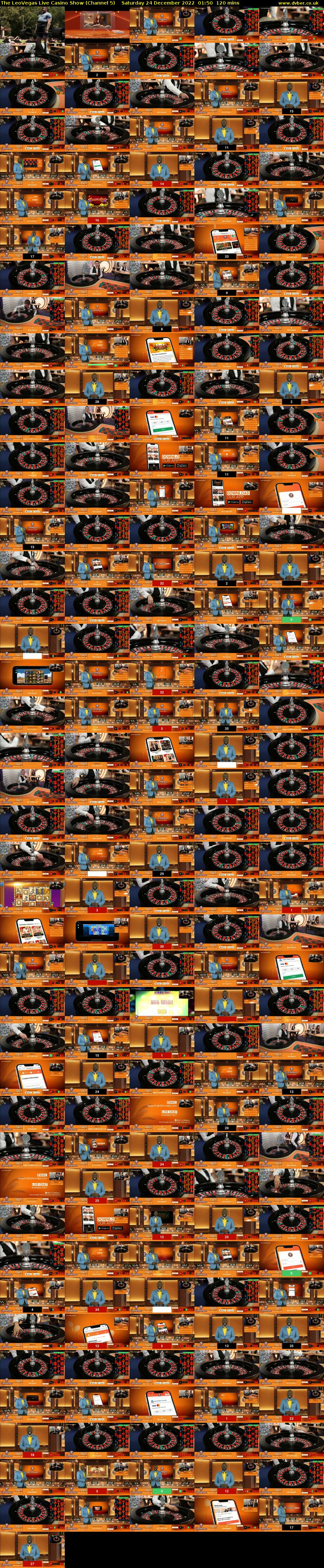 The LeoVegas Live Casino Show (Channel 5) Saturday 24 December 2022 01:50 - 03:50