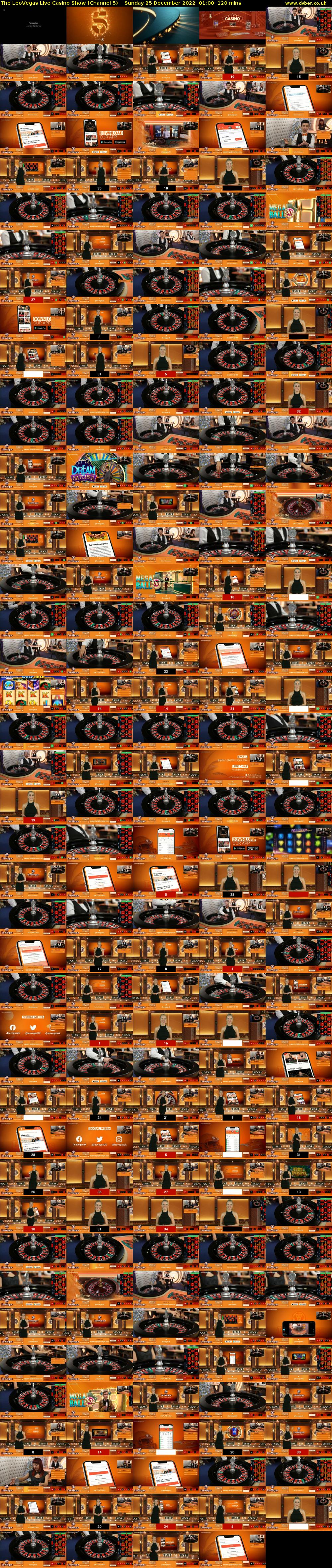 The LeoVegas Live Casino Show (Channel 5) Sunday 25 December 2022 01:00 - 03:00