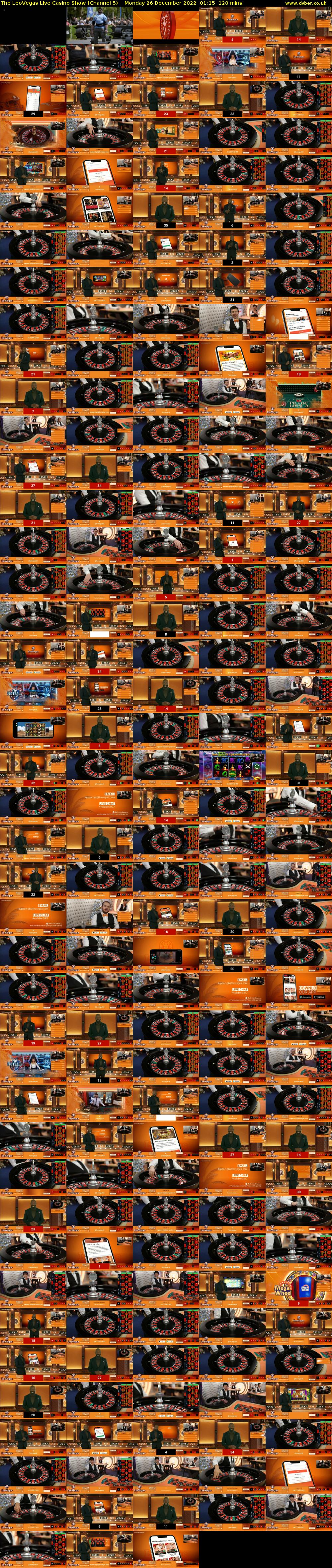 The LeoVegas Live Casino Show (Channel 5) Monday 26 December 2022 01:15 - 03:15