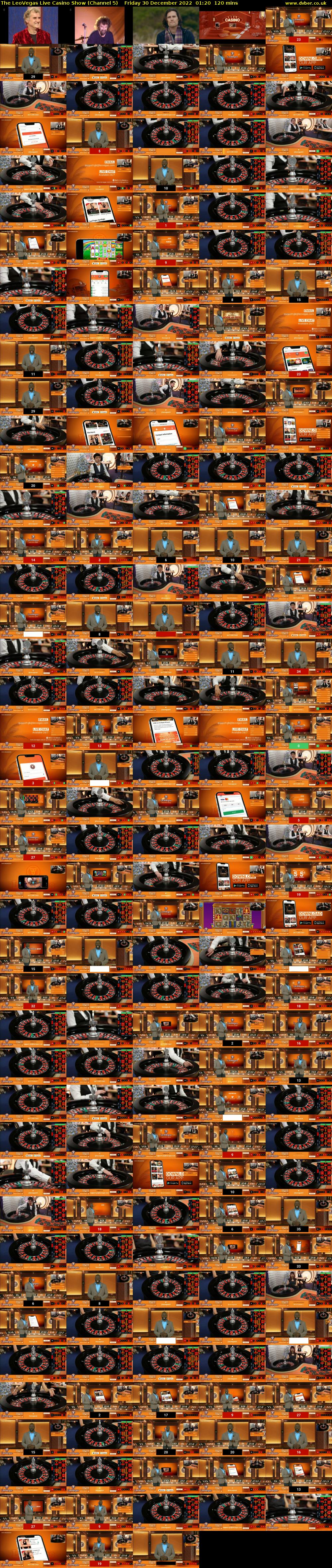 The LeoVegas Live Casino Show (Channel 5) Friday 30 December 2022 01:20 - 03:20