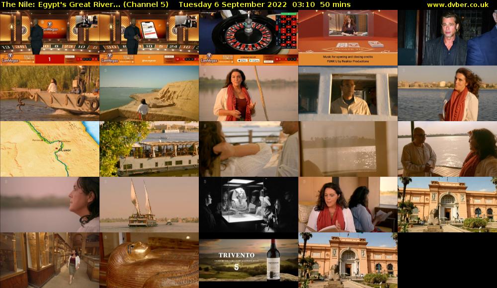 The Nile: Egypt's Great River... (Channel 5) Tuesday 6 September 2022 03:10 - 04:00