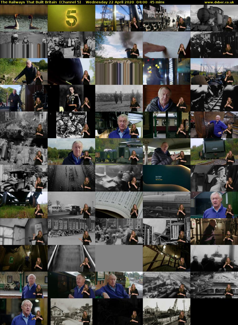The Railways That Built Britain  (Channel 5) Wednesday 22 April 2020 04:00 - 04:45