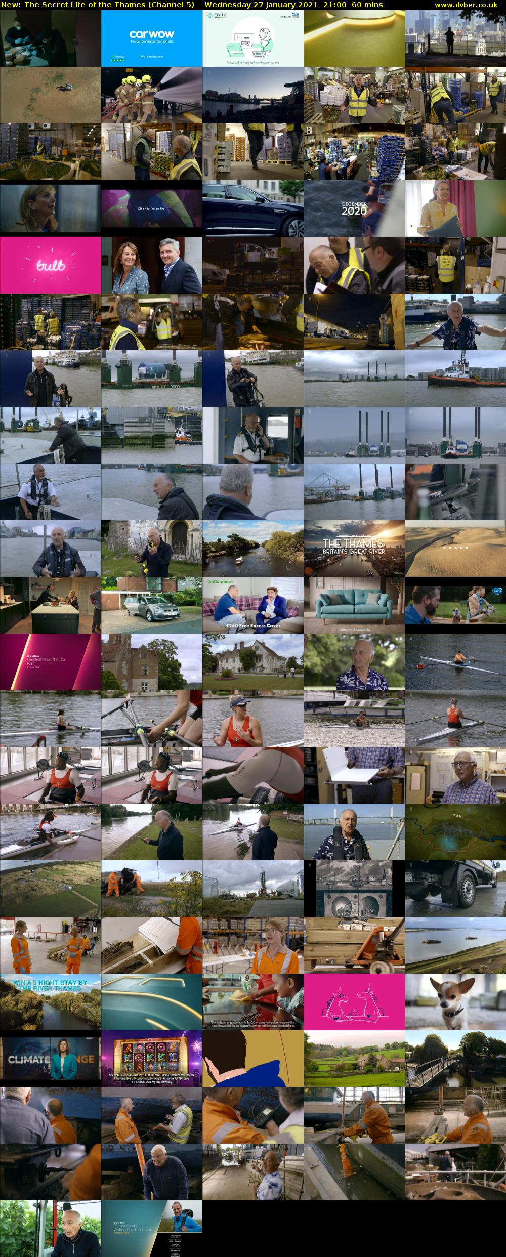 The Secret Life of the Thames (Channel 5) Wednesday 27 January 2021 21:00 - 22:00