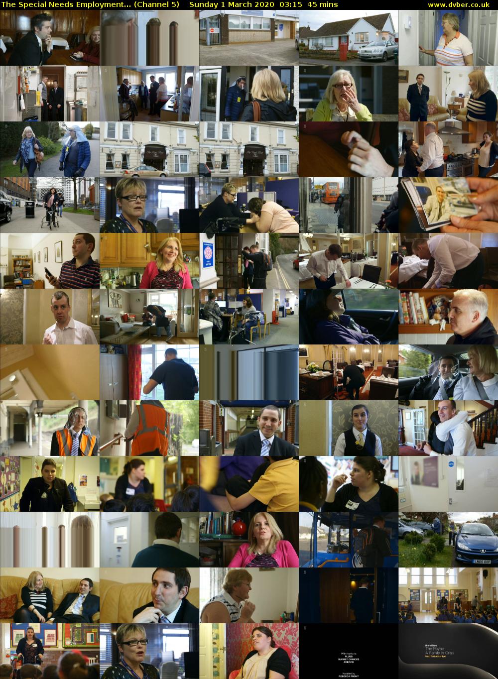 The Special Needs Employment... (Channel 5) Sunday 1 March 2020 03:15 - 04:00