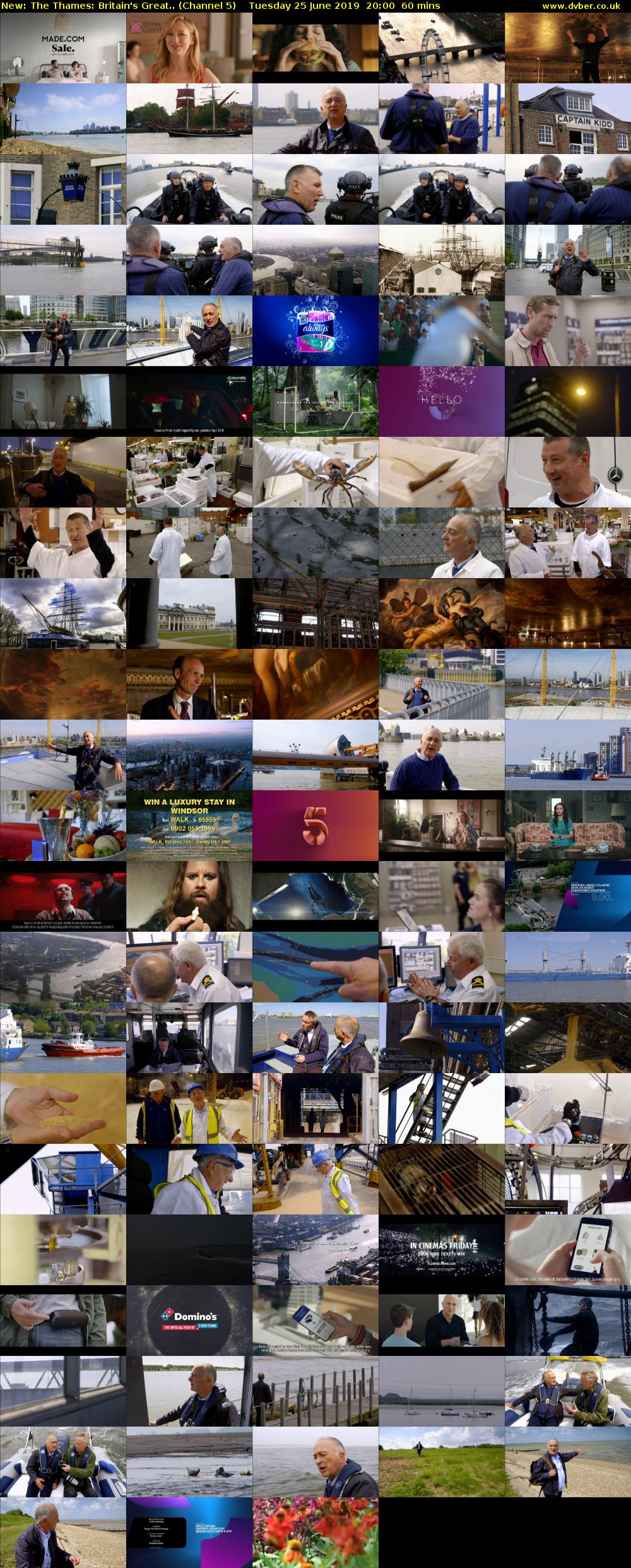 The Thames: Britain's Great.. (Channel 5) Tuesday 25 June 2019 20:00 - 21:00