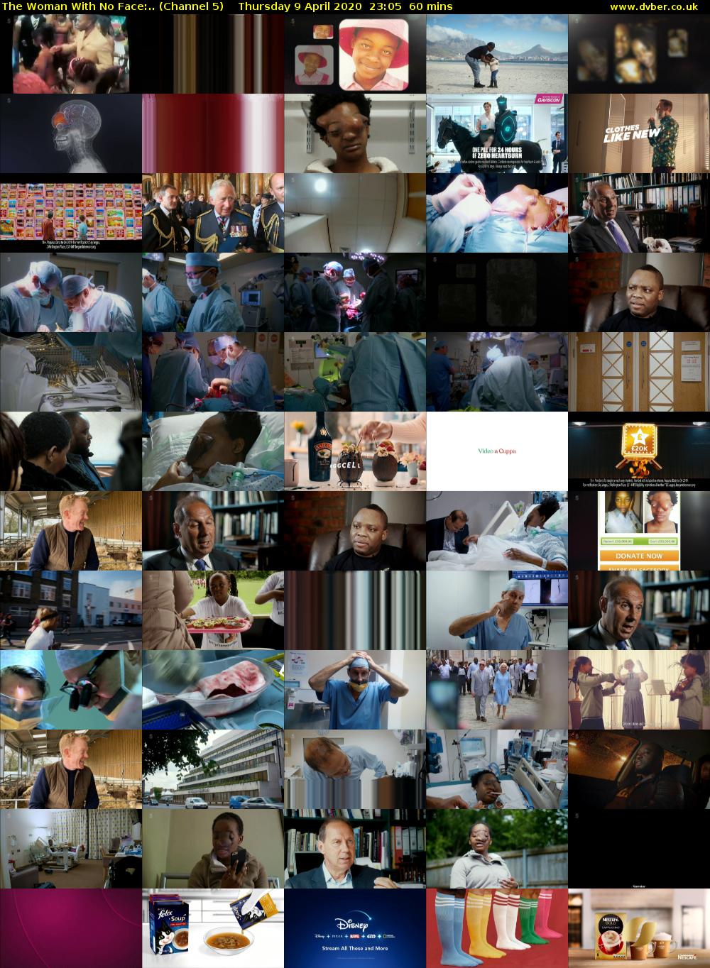 The Woman With No Face:.. (Channel 5) Thursday 9 April 2020 23:05 - 00:05