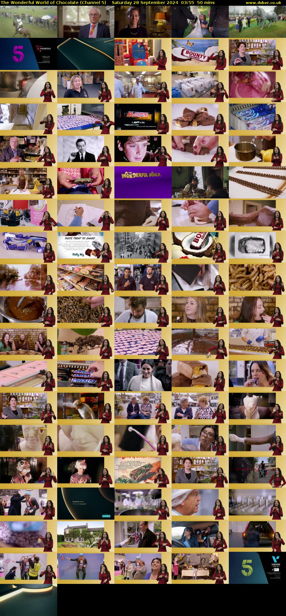 The Wonderful World of Chocolate (Channel 5) Saturday 28 September 2024 03:55 - 04:45