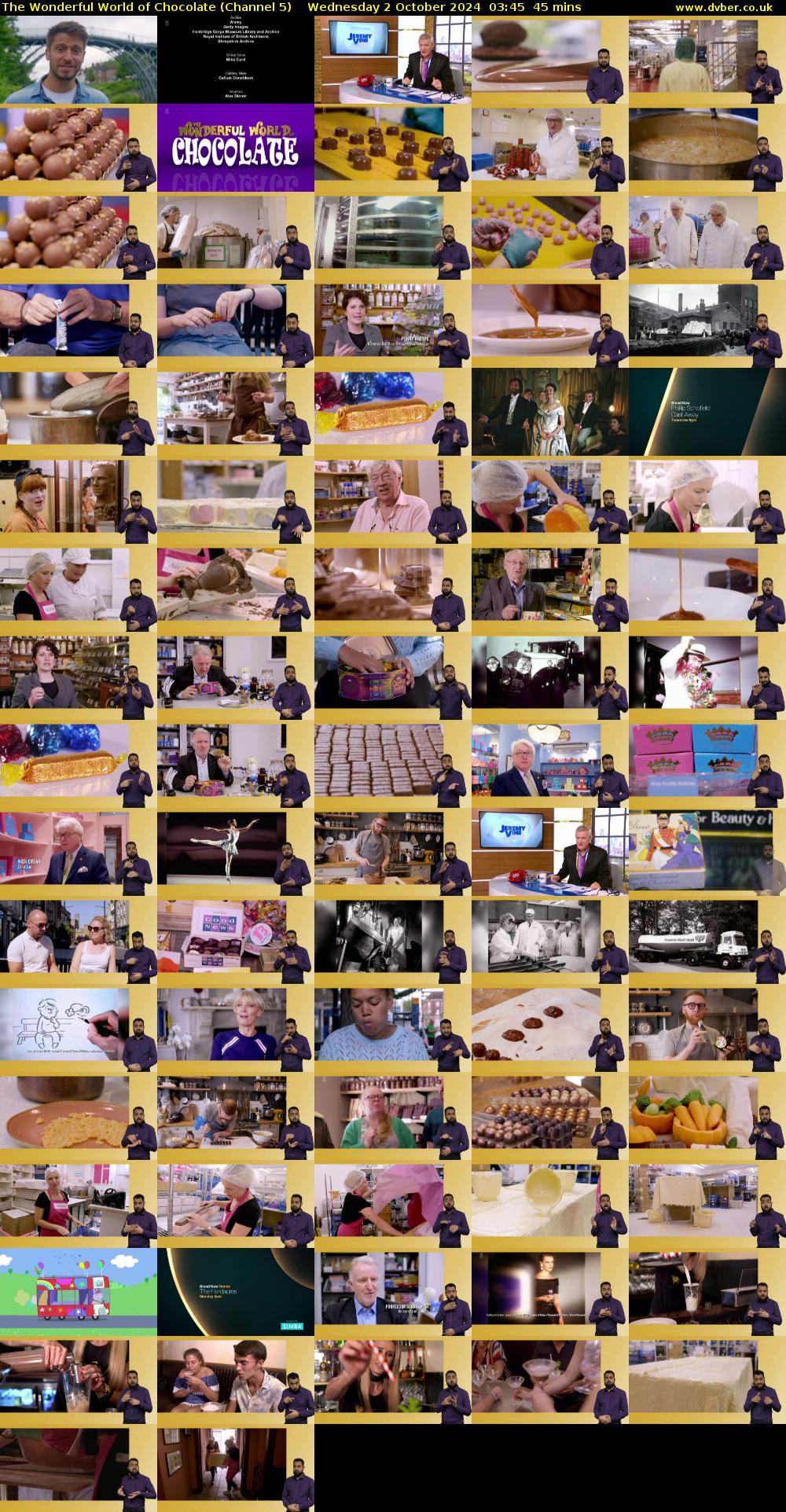 The Wonderful World of Chocolate (Channel 5) Wednesday 2 October 2024 03:45 - 04:30