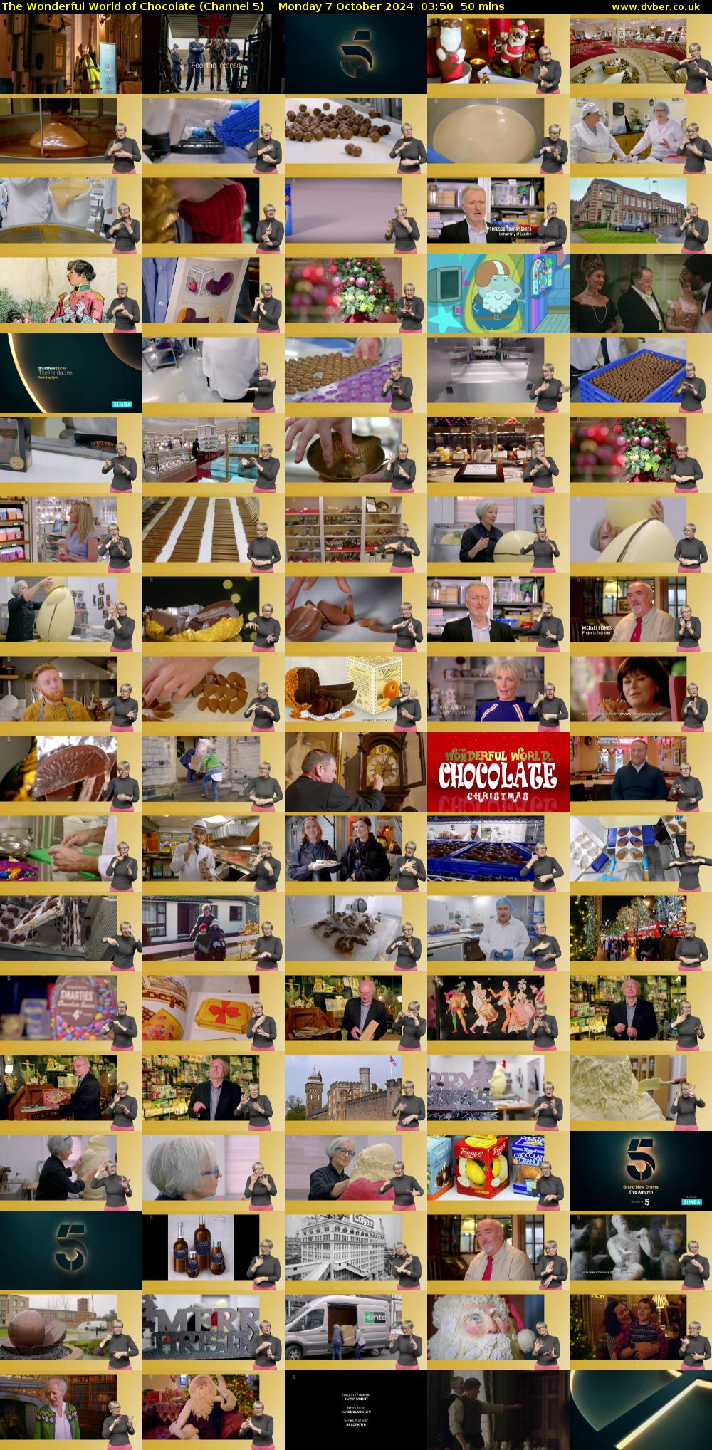 The Wonderful World of Chocolate (Channel 5) Monday 7 October 2024 03:50 - 04:40