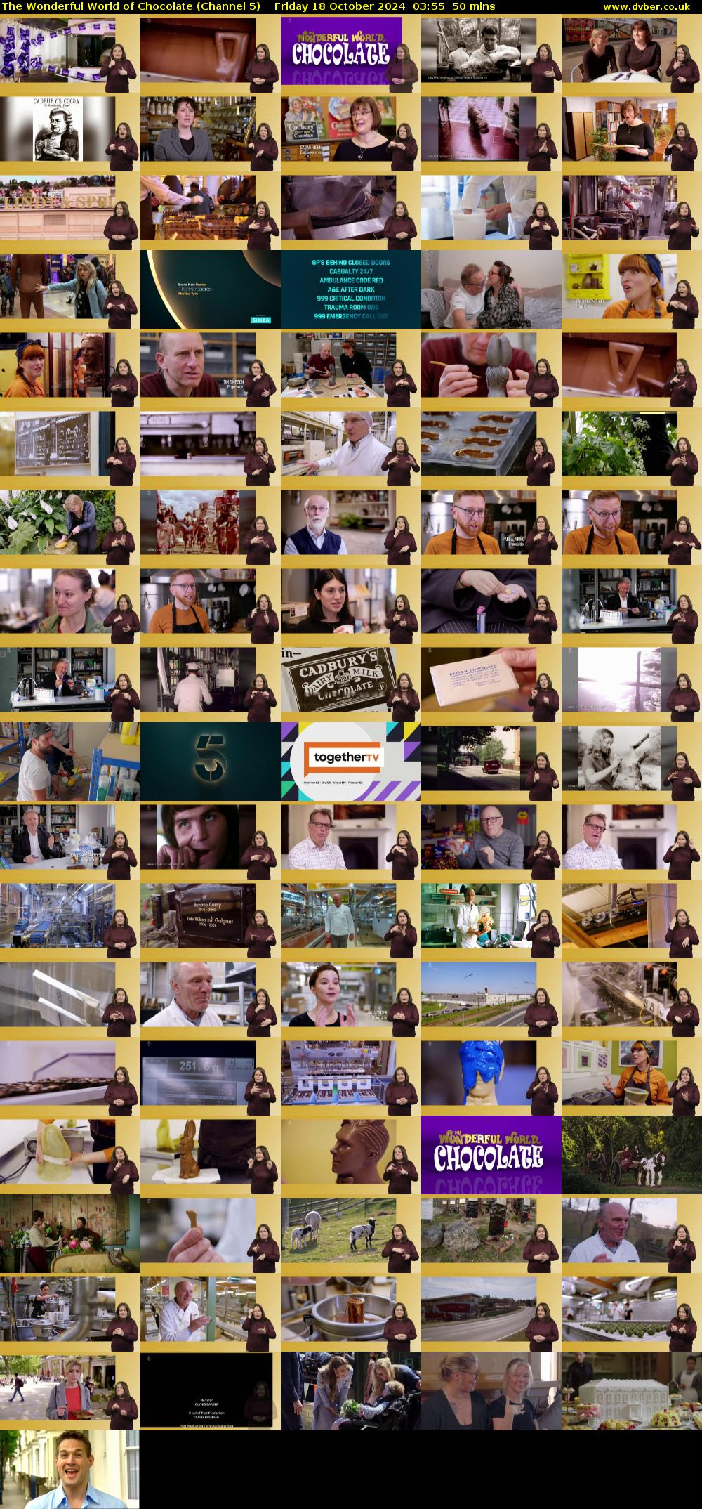 The Wonderful World of Chocolate (Channel 5) Friday 18 October 2024 03:55 - 04:45