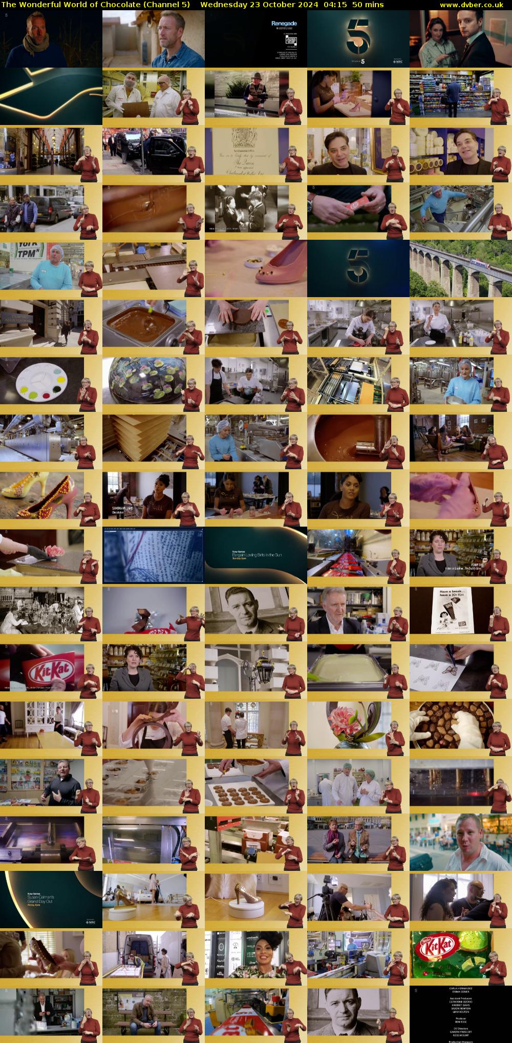 The Wonderful World of Chocolate (Channel 5) Wednesday 23 October 2024 04:15 - 05:05
