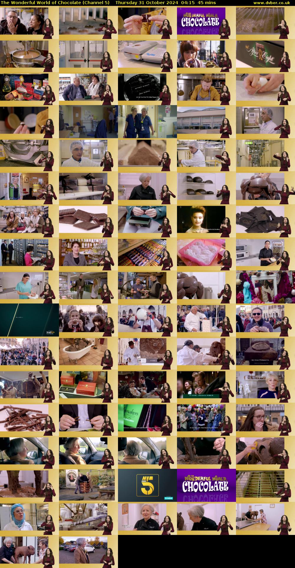 The Wonderful World of Chocolate (Channel 5) Thursday 31 October 2024 04:15 - 05:00