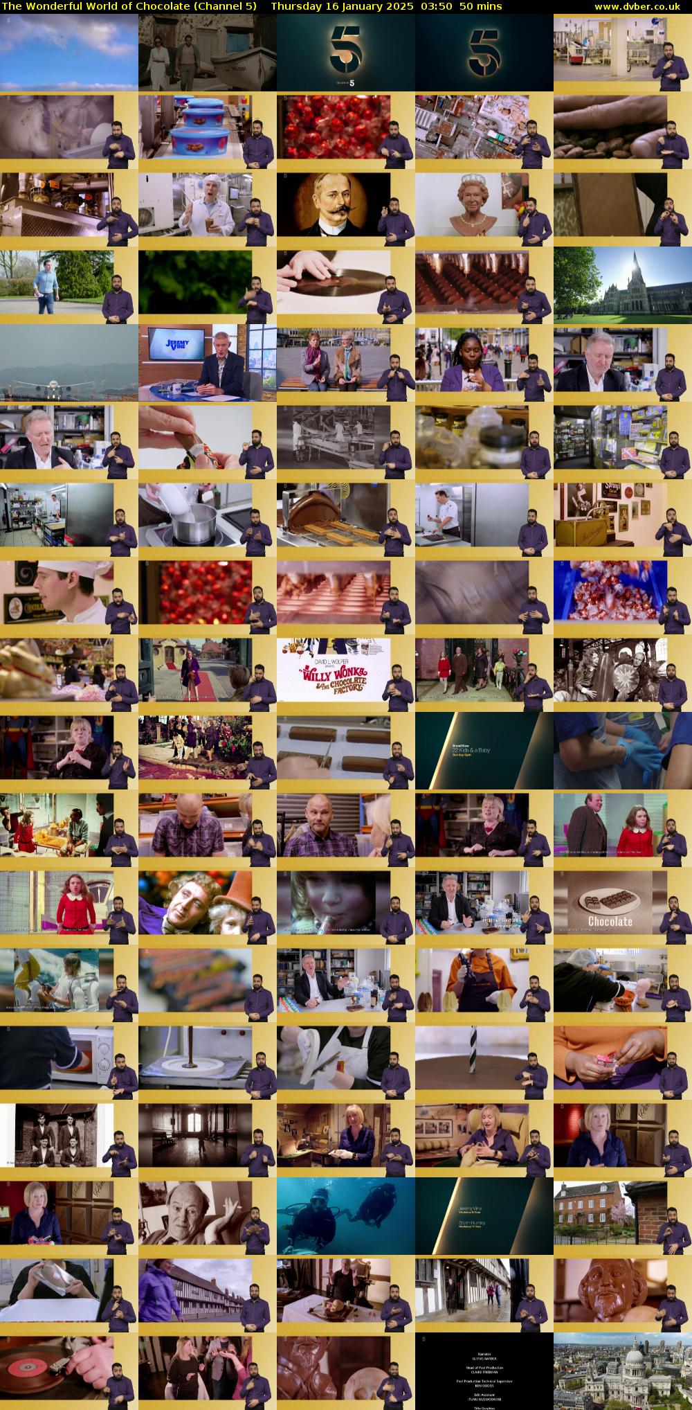 The Wonderful World of Chocolate (Channel 5) Thursday 16 January 2025 03:50 - 04:40