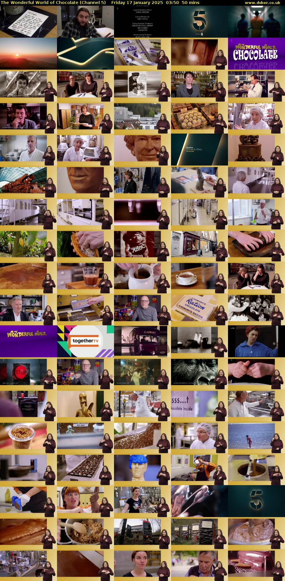 The Wonderful World of Chocolate (Channel 5) Friday 17 January 2025 03:50 - 04:40