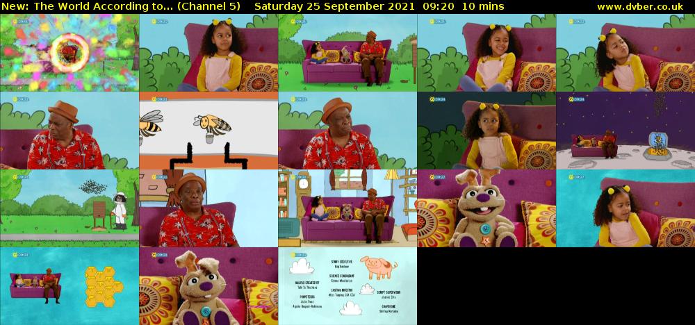 The World According to... (Channel 5) Saturday 25 September 2021 09:20 - 09:30