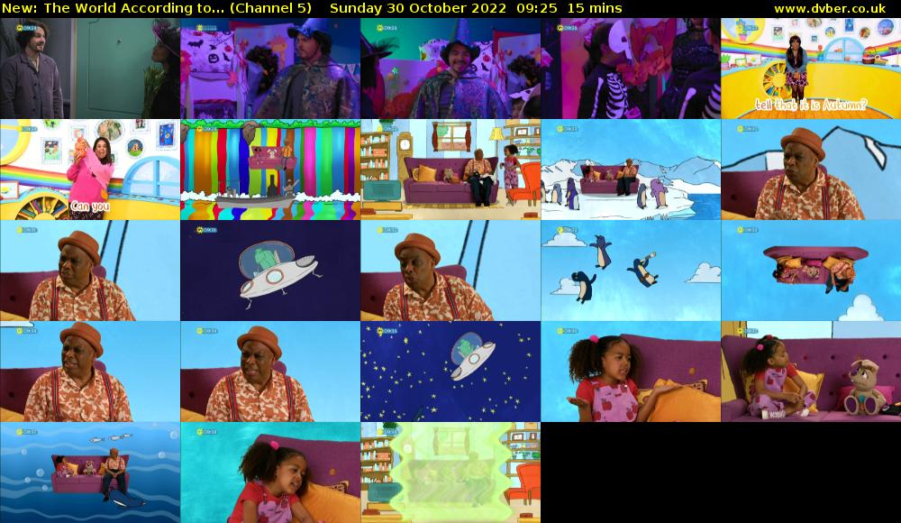 The World According to... (Channel 5) Sunday 30 October 2022 09:25 - 09:40