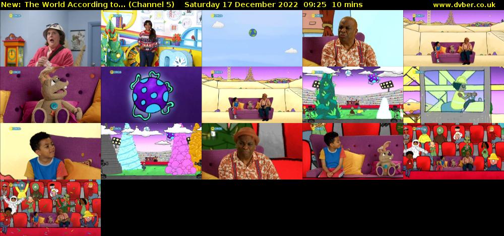 The World According to... (Channel 5) Saturday 17 December 2022 09:25 - 09:35