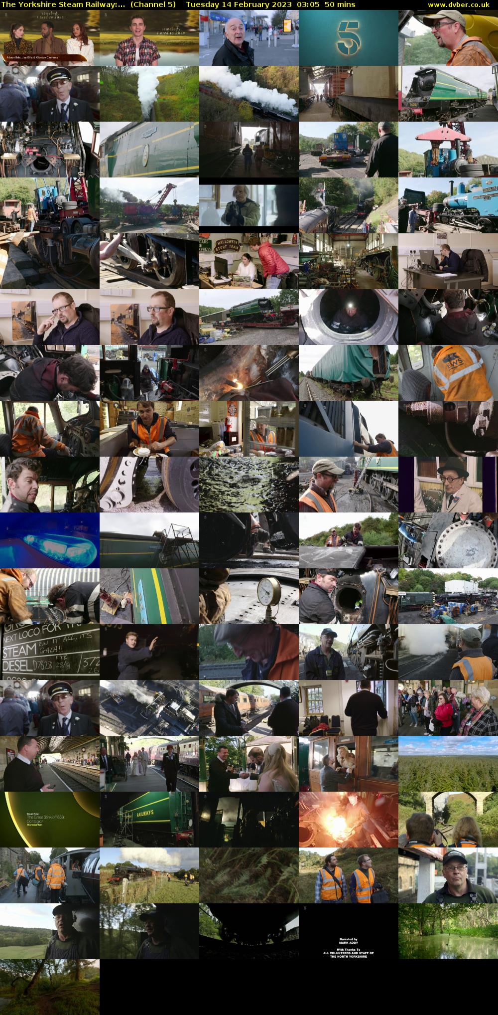 The Yorkshire Steam Railway:...  (Channel 5) Tuesday 14 February 2023 03:05 - 03:55