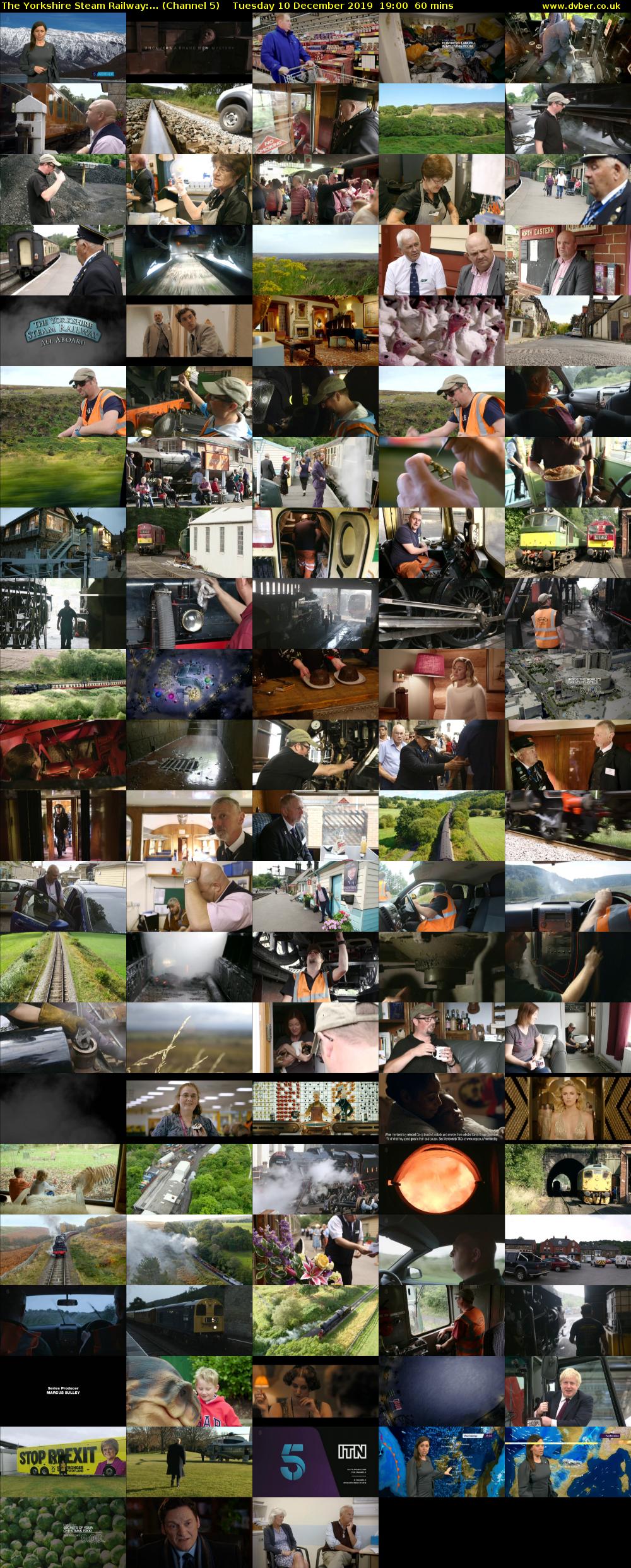 The Yorkshire Steam Railway:... (Channel 5) Tuesday 10 December 2019 19:00 - 20:00