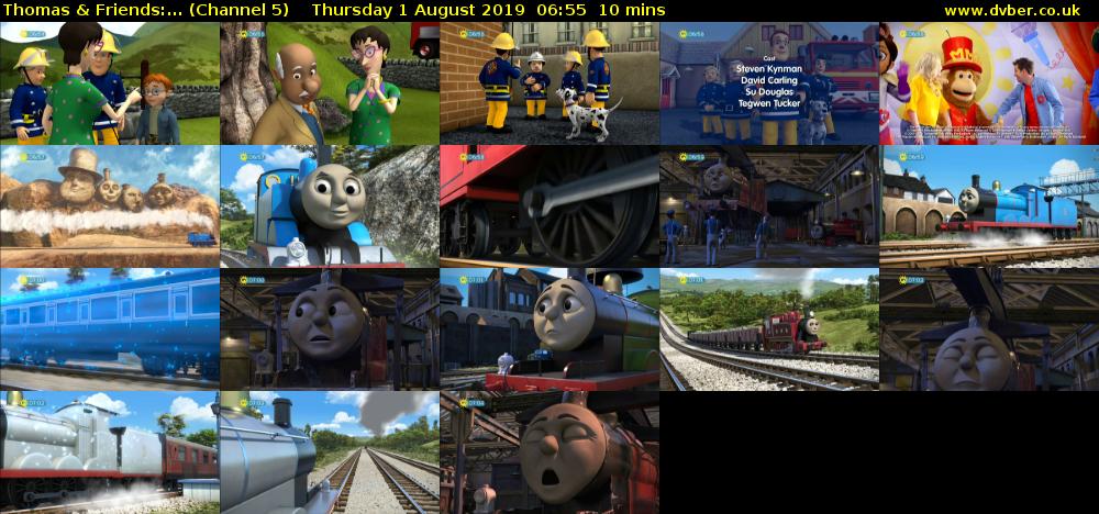 Thomas & Friends:... (Channel 5) Thursday 1 August 2019 06:55 - 07:05