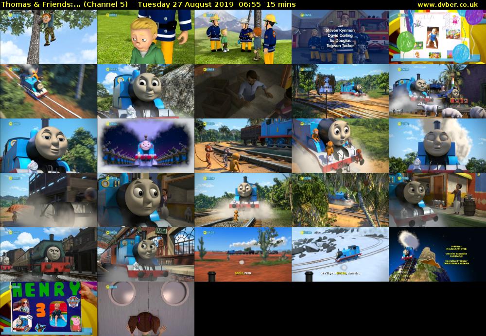 Thomas & Friends:... (Channel 5) Tuesday 27 August 2019 06:55 - 07:10