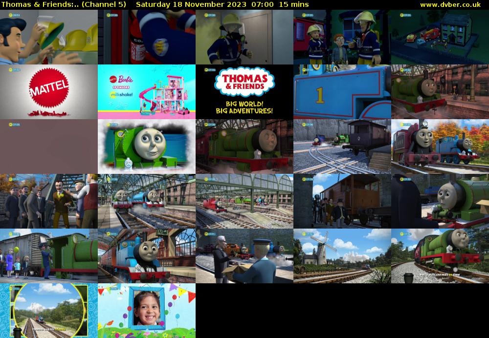 Thomas & Friends:.. (Channel 5) Saturday 18 November 2023 07:00 - 07:15