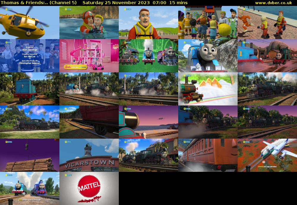 Thomas & Friends:.. (Channel 5) Saturday 25 November 2023 07:00 - 07:15