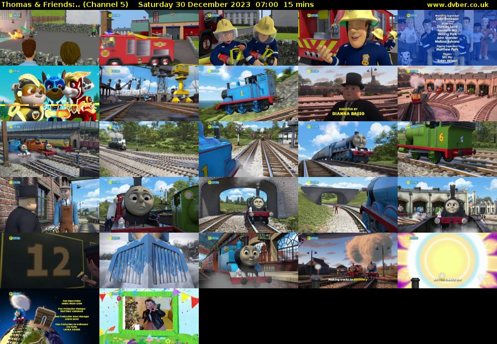 Thomas & Friends:.. (Channel 5) Saturday 30 December 2023 07:00 - 07:15