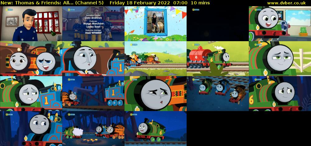Thomas & Friends: All... (Channel 5) Friday 18 February 2022 07:00 - 07:10