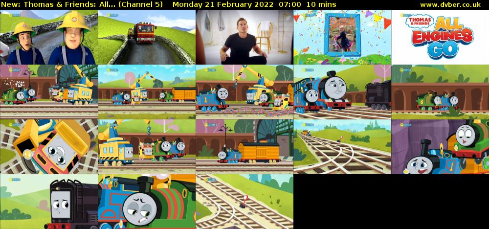 Thomas & Friends: All... (Channel 5) Monday 21 February 2022 07:00 - 07:10