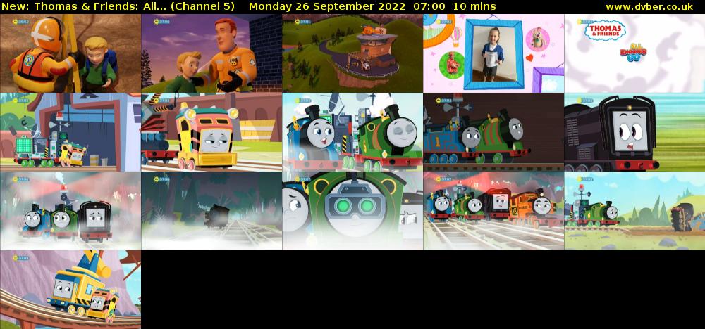 Thomas & Friends: All... (Channel 5) Monday 26 September 2022 07:00 - 07:10