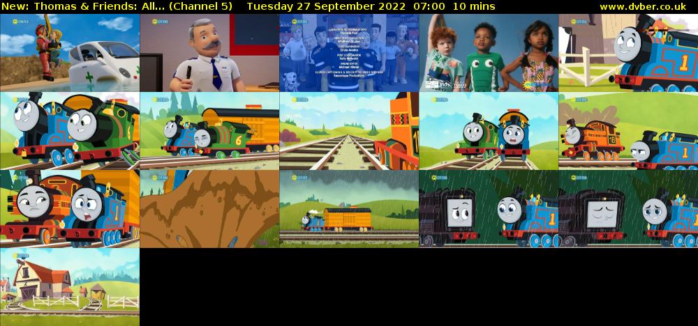 Thomas & Friends: All... (Channel 5) Tuesday 27 September 2022 07:00 - 07:10