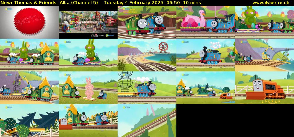 Thomas & Friends: All... (Channel 5) Tuesday 4 February 2025 06:50 - 07:00