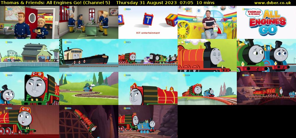 Thomas & Friends: All Engines Go! (Channel 5) Thursday 31 August 2023 07:05 - 07:15