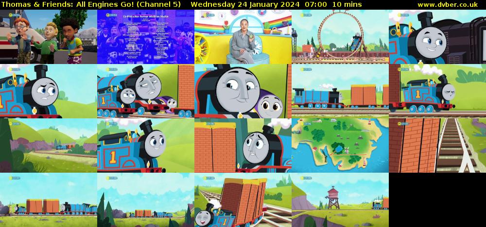 Thomas & Friends: All Engines Go! (Channel 5) Wednesday 24 January 2024 07:00 - 07:10