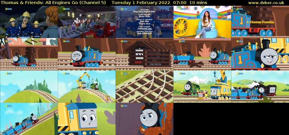Thomas & Friends: All Engines Go (Channel 5) Tuesday 1 February 2022 07:00 - 07:10