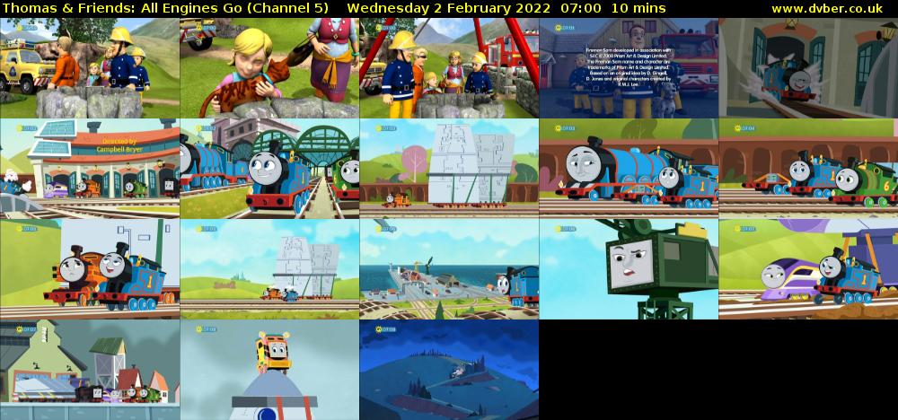Thomas & Friends: All Engines Go (Channel 5) Wednesday 2 February 2022 07:00 - 07:10
