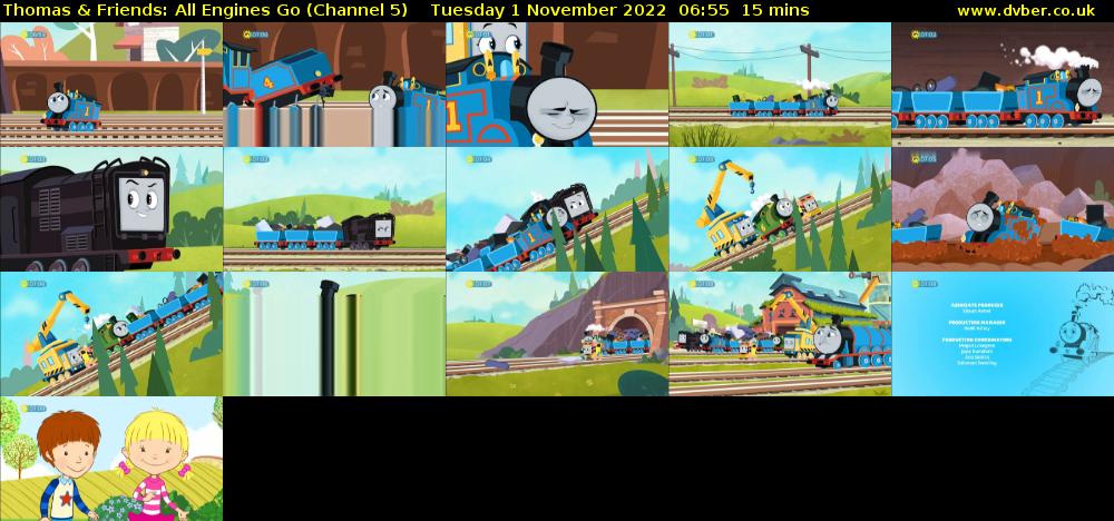 Thomas & Friends: All Engines Go (Channel 5) Tuesday 1 November 2022 06:55 - 07:10