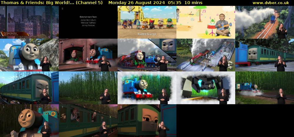 Thomas & Friends: Big World!... (Channel 5) Monday 26 August 2024 05:35 - 05:45