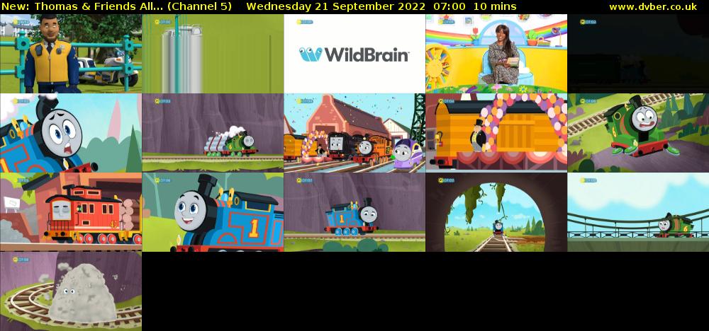 Thomas & Friends All... (Channel 5) Wednesday 21 September 2022 07:00 - 07:10