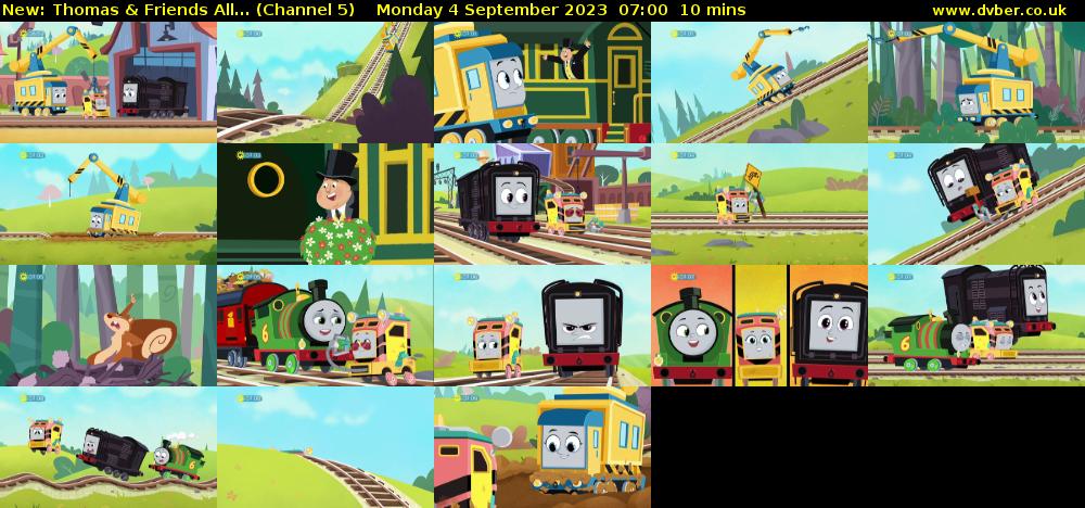 Thomas & Friends All... (Channel 5) Monday 4 September 2023 07:00 - 07:10