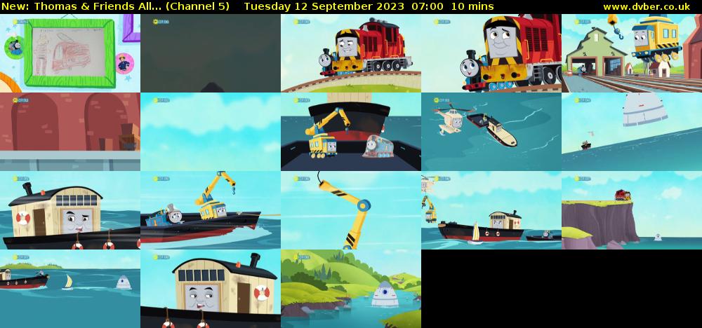 Thomas & Friends All... (Channel 5) Tuesday 12 September 2023 07:00 - 07:10